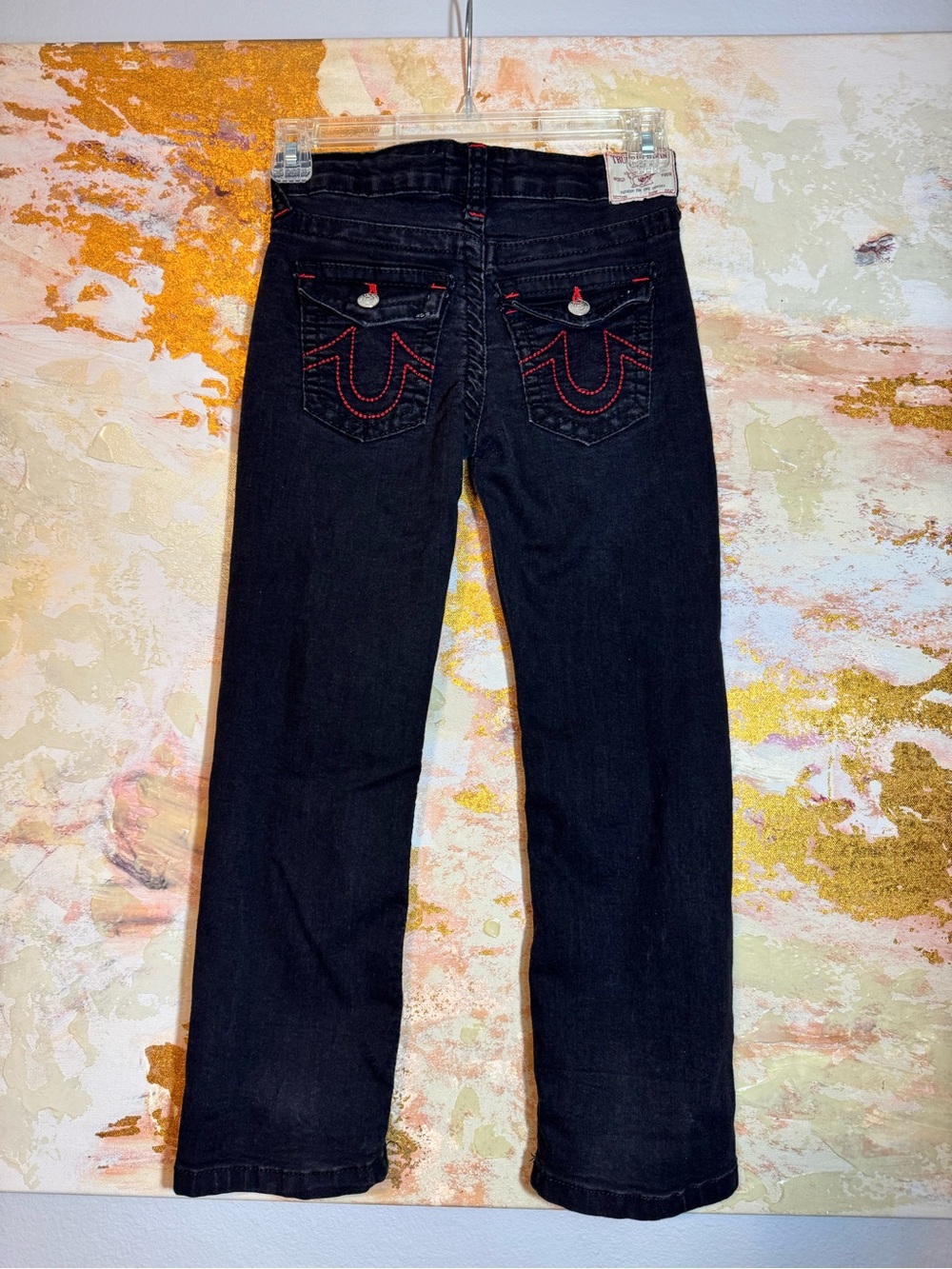BoysTrue Religion Dark Wash Jeans with Red Stitching